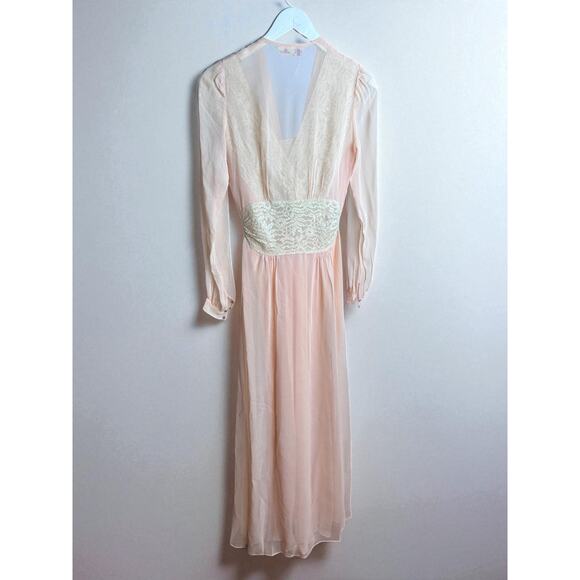 Vintage 1930s Robe Nightgown Set Peignoir Pale Pink Ivory Small sz 2 Lace Hobert - Picture 2 of 9